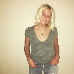 Free people ribbed V-neck tee